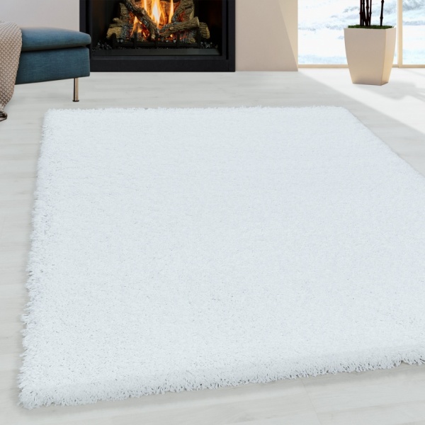 Sydney Shaggy Plain White Rug